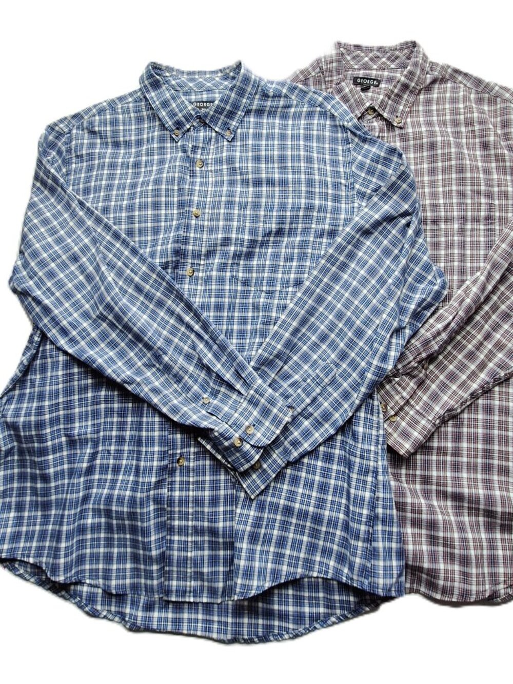 Two long sleeve George plaid shirts